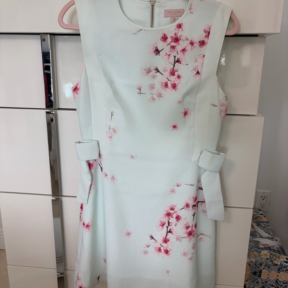 Ted Baker Mint Green Dress with Pink Floral Pattern